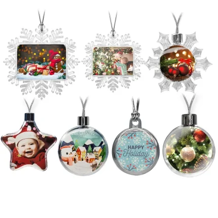 Ornaments Sublimation Blan Acrylic Plastic Snowflake Ball DIY Christmas Tree Pendants Hanging Decorations Heat Press Ornament Craft Home