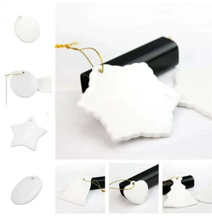 Sublimation Blank Pendant Creative Christmas Ornaments Heat Transfer Printing DIY Ceramic Ornament 9 Styles Accept Mixed DHL Free