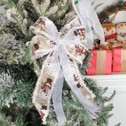 Christmas Decorations Tree Top Decoration Pendant Large Bow Diy Velvet Cloth Lace Ribbon Home Decor Year Party 2025 Gift Accessories