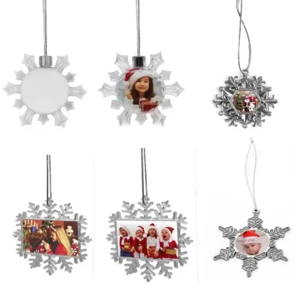 Sublimation Blank Snowflake Pendants Christmas Ornaments Thermal Transfer Printing Blanks Ornament White Customized DIY Tree Decor