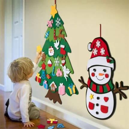 Christmas Decorations Kids DIY Big Felt Christmas Tree Christmas Decoration Santa Claus Xmas Tree Year Gifts For Children Educational Toys 220921