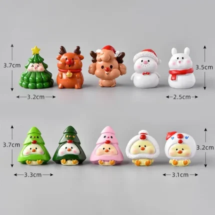 Christmas Decorations Tree Elk Deer Snowman Figurine Model Garden Fairy Decor Diy Accessories Home Decoration Miniature Dollhouse Craf Otwla