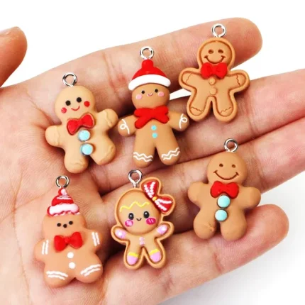 Christmas Decorations 10Pcs Gingerbread Man Biscuits Charms Resin Cookie Xmas Food Pendant For Earrings Bracelet Diy Jewelry Making Su Otnty
