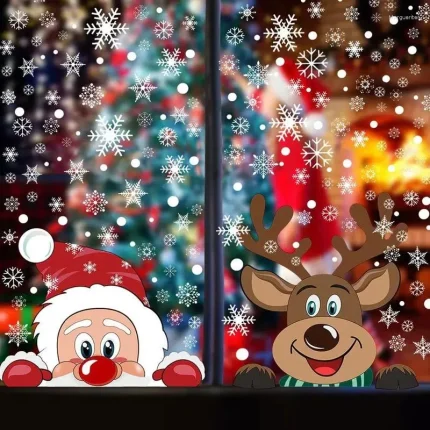 Decorations Christmas Window Decals Santa Snowflake Sticker Decoration Stickers Year Home DIY s