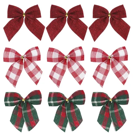 Bows Pcs Mini Xmas Tree Hanging Ornament DIY Wreath Crafts Noel Christmas Decorations For Home New Year Gift