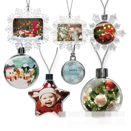 Sublimation Blan Ornaments Acrylic plastic Snowflake ball DIY Christmas Tree Pendants Hanging Decorations Heat Press Ornament craft home 916