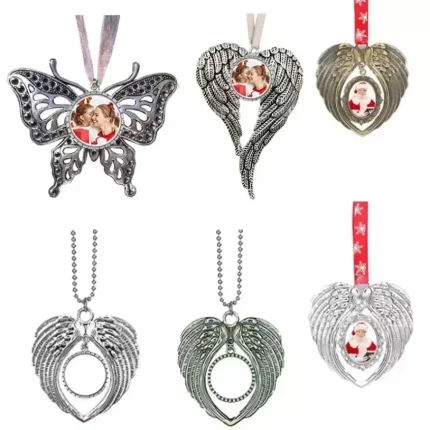Wholesale Christmas Decorations Supplies Sublimation Blanks Angel Wing DIY Your Own Image and Background Ornament