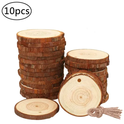 10pcs Christmas Wood Slices DIY Craft Decorations Wooden Disks Birthday Party Kids Table Cards Wedding Xmas Decoration Gifts Tag 240927