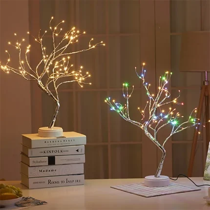 Tree Shaped LED Lamp Bonsai Style 108 Led Copper Wire DIY USB Night Light Touch Switch Control Christmas Decorative Light Gifts 201128